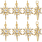 8Pcs Brass Micro Pave Clear Cubic Zirconia Pendants, with Jump Rings, Star, Real 18K Gold Plated, 16.7x10x2.9mm, Hole: 2.6mm
