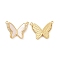 Brass Micro Pave Clear Cubic Zirconia Pendants, with Shell, Butterfly Charm, Real 18K Gold Plated, 17x22x2.5mm, Hole: 1.2mm