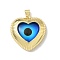 Brass Resin Pendants, Heart with Eye, Long-Lasting Plated, Rack Plating, Cadmium Free & Lead Free, Real 18K Gold Plated, 30x28.5x6.5mm, Hole: 4.5x4mm