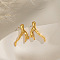 Stainless Steel Branch Stud Earrings, Real 18K Gold Plated, 22x10mm