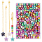 Flower Alloy Enamel Pendant Decorations, with Cube with Letter DIY Acrylic Beaded and Alloy Lobster Claw Clasps, Mixed Color, 135mm