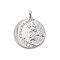 Brass Micro Pave Cubic Zirconia Pendants, Cadmium Free & Nickel Free & Lead Free, Round with Moon Star, Real Platinum Plated, 17x3.5x3.5mm, Hole: 1.4mm