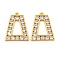 Brass Clear Cubic Zirconia Pendants, Trapezoid, Real 18K Gold Plated, 19x15x2mm, Hole: 1mm