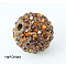 Polymer Clay Rhinestone Beads, Pave Disco Ball Beads, Grade A, Round, Half Drilled, Smoked Topaz, 10mm, Hole: 1mm