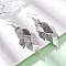 430 Stainless Steel Leaf Dangle Earrings, with Iron Earring Hooks, Stainless Steel Color, 81mm