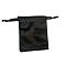 Velvet Jewelry Drawstring Bags, with Satin Ribbon, Rectangle, Black, 10x8x0.3cm