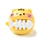 Cute Opaque Resin Cabochons, Yellow Cat Eating Fish, 24x29.5x26.5mm