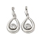 304 Stainless Steel Pendants, with Rhinestone, Teardrop Charm, Stainless Steel Color, 18x8x2mm, Hole: 1.4mm