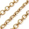 304 Stainless Steel Oval Link Chains, Unwelded, with Spool, Ion Plating(IP), Real 18K Gold Plated, 10.5x7.5x1.5mm, 10m/roll