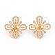 Brass Micro Pave Clear Cubic Zirconia Stud Earring Findings KK-S356-250-NF-1