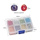 8色の丸いガラスシードビーズ  透明色の虹  ラウンド  ミックスカラー  約15g /カラー SEED-YW0001-52-3