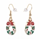 Christmas Theme Alloy Enamel Dangle Earrings Sets EJEW-JE04512-8