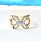 Латунные микро проложить манжеты кольца кубического циркония RJEW-V007-03GP-1