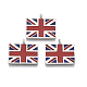 プラチナメッキ合金ペンダント  エナメル  イギリス国旗  レッド  19x21x1.5mm  穴：1.8mm PALLOY-S174-15-2