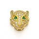 Rack Plating Brass Micro Pave Cubic Zirconia Leopard Hollow Beads ZIRC-I012-18G-RS-1