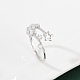 Регулируемые открытые манжеты из стерлингового серебра с кубическим цирконием для женщин RJEW-B128-04-3