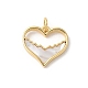Подвески в виде сердечек из натуральной белой ракушки из латуни с соединительными кольцами KK-S522-08E-G-1