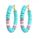 Basketball Wives Style Brass Heishi Beaded Hoop Earrings EJEW-JE04083-2