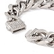 304 Stainless Steel Curb Chains Bracelet with Crystal Rhinestone Padlock Clasp for Women BJEW-E107-01P-02-4