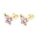 Brass Micro Pave Cubic Zirconia Stud Earring EJEW-C021-03G-2