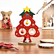 クリスマスツリーの木製ディスプレイの装飾  クリスマスパーティーギフトの家の装飾のため  レッド  137x90x35mm WOCR-PW0002-59A-1