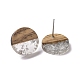 Resin & Walnut Wood Flat Round Stud Earrings with 304 Stainless Steel Pin for Women EJEW-N017-010-3