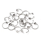 10Pcs 304 Stainless Steel Open Cuff Rings Findings, Flat Round Pad Ring Base Settings, Stainless Steel Color, US Size 7 1/4(17.5mm), Tray: 8mm