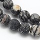 Mattierte runde natürliche schwarze polychrome Jaspis-/Picasso-Stein-/Picasso-Jaspis-Perlenstränge G-N0166-44-10mm-2