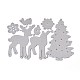 クリスマスツリーエルク炭素鋼カッティングダイステンシル  DIYスクラップブッキング/フォトアルバム用  装飾的なエンボス印刷紙のカード  マットプラチナカラー  68x106x1mm DIY-M003-10-2