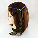 Woman's Dyed Feather Braided Suede Cord Headbands OHAR-R184-01-2