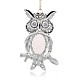 Antique Silver Plated Alloy Gemstone Owl Big Pendants G-N0085-05-2