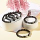 Bracelet extensible en perles rondes en obsidienne naturelle et en hématite synthétique non magnétique pour hommes et femmes BJEW-JB06968-3