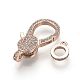 Brass Micro Pave Cubic Zirconia Lobster Claw Clasps ZIRC-S058-17RG-2