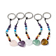 7 porte-clés en perles de pierres précieuses chakra KEYC-F036-02-1