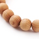 Braccialetti elastici rotondi in perline di legno naturale BJEW-JB05847-4