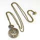 Alloy Flat Round with Star Pendant Necklace Pocket Watch WACH-N011-83-1