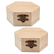 GORGECRAFT 2PCS Unfinished Wood Box Hexagon Wooden Storage Box with Hinged Lid and Front Clasp for DIY Easter Arts Hobbies Jewelry Box CON-GF0001-06-1