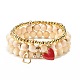3Pcs 3 Style Synthetic Hematite & Natural Wood  Beaded Stretch Bracelets Set with Alloy Charm BJEW-JB07946-1