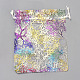 オーガンジーギフトバッグ巾着袋  巾着袋  カラフルなサンゴ模様  長方形  ホワイト  12x9cm OP-Q051-9x12-02-2