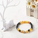 Imitazione ambra e imitazione braccialetti elasticizzati con perline rotonde in resina occhio di gatto BJEW-JB06632-02-2