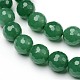 Faceted Dyed Natural Green Aventurine Round Bead Strands G-L377-28-12mm-1