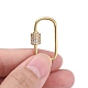 Brass Micro Pave Clear Cubic Zirconia Screw Carabiner Lock Charms ZIRC-E164-11G-5