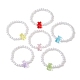 6 Uds. Juego de pulseras elásticas con cuentas de perlas y oso acrílico de 6 colores para niños BJEW-JB10047-1