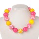 Chunky rondes ensembles perles acryliques de bubblegum de bijoux: bracelets et colliers SJEW-JS00778-05-3