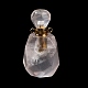 天然ローズクォーツファセット香水瓶ペンダント  黄金のトーンステンレス鋼のパーツと  エッセンテール オイルディフューザーチャーム  ジュエリー作りのための  35~37x17~21x11~14mm  穴：1.8~2mm G-A026-14-4