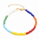 Bracelets de cheville perles de verre AJEW-AN00315-01-1