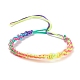 Bracciale regolabile intrecciato in poliestere color arcobaleno da donna BJEW-F454-04-1