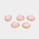Long-Lasting Plated Golden Tone Brass Glass Oval Charms GLAA-J059-02G-2