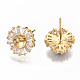 Brass Micro Pave Clear Cubic Zirconia Earring Findings X-KK-S356-130G-NF-2