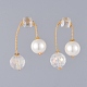 Round Eco-Friendly Glass Pearl & Glass Beads Ear Studs EJEW-JE03822-03-2